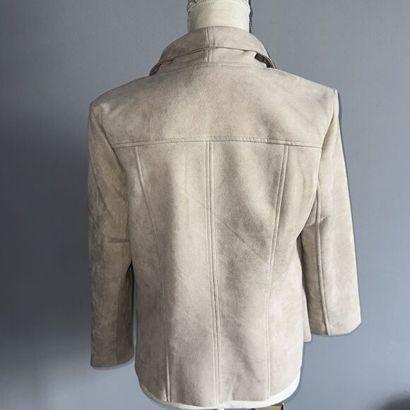Carmen Marc Valvo Faux Suede Drape Moto Jacket! - Picture 2 of 13